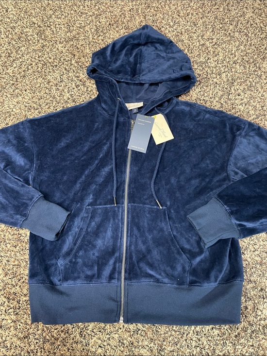 Universal Thread Tops - Universal Thread Leisure Studio Navy Velour Zip Hoodie Relaxed Fit XS | NEW